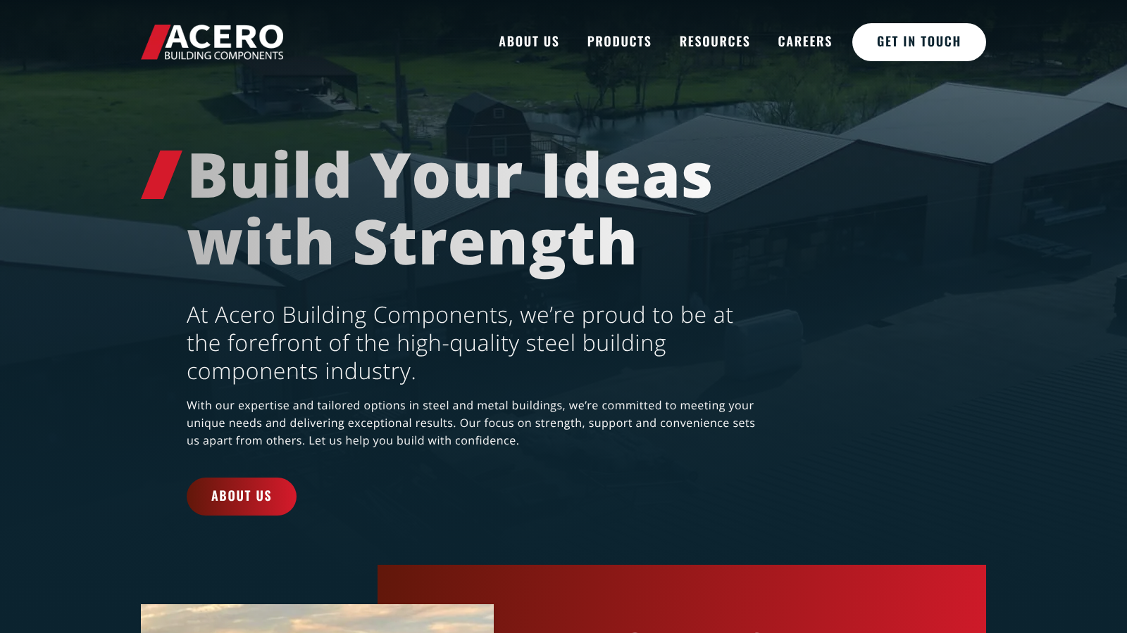 Acero Building Components homepage
